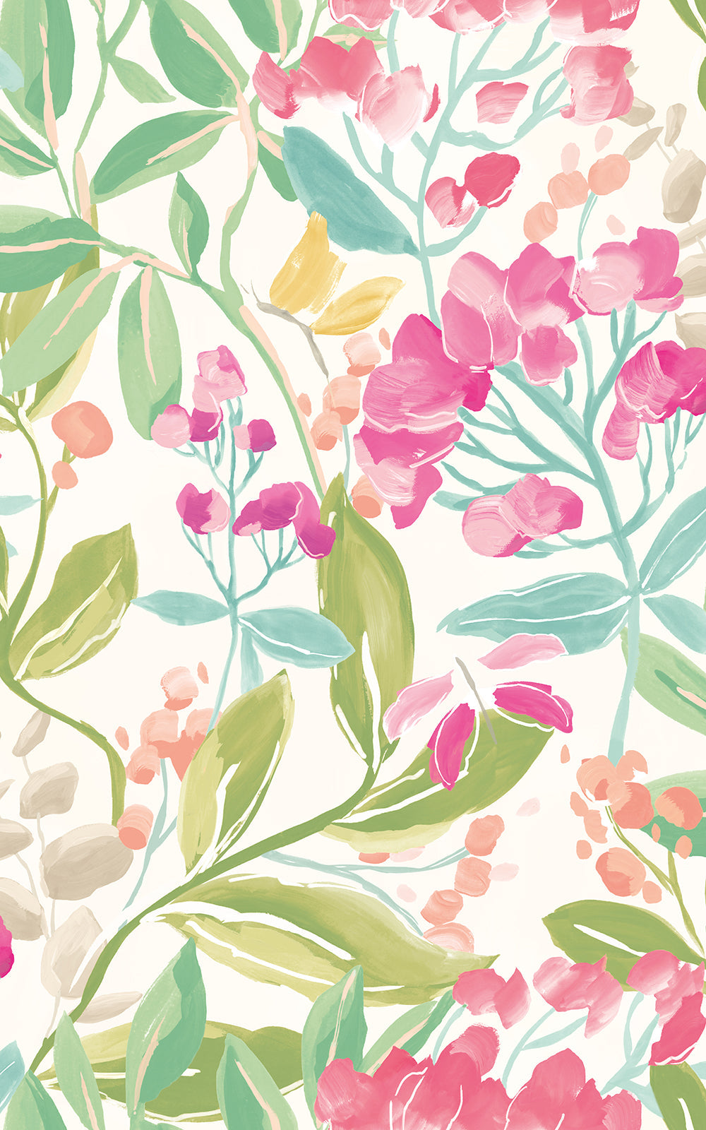 Florence Floral Riot Wallpaper - Ink/Fushcia