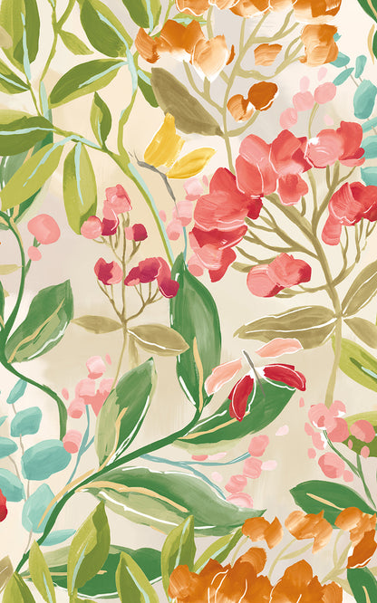 Florence Floral Riot Wallpaper - Ink/Fushcia