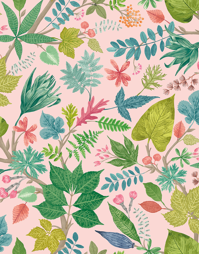 Lush Leaves Wallpaper - Ohpopsi - Watermelon
