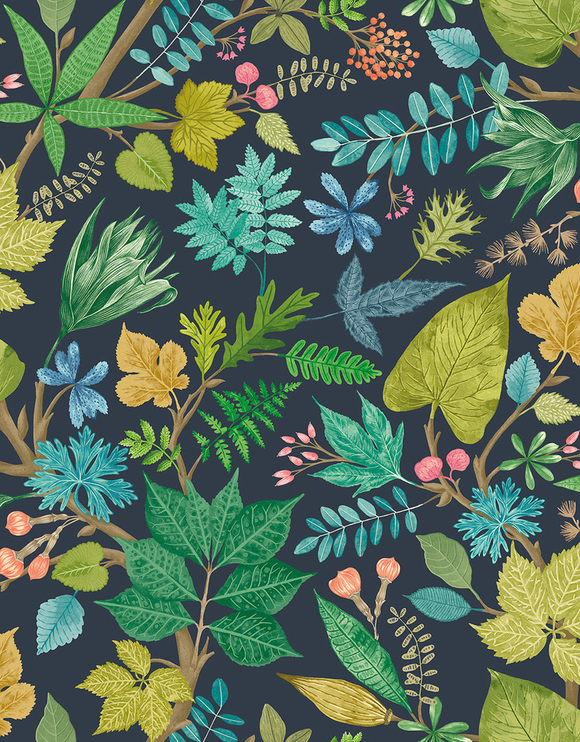 Lush Leaves Wallpaper - Ohpopsi - Midnight Garden