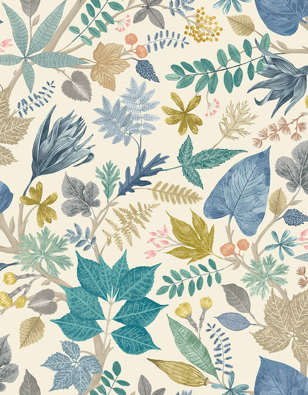 Sample - Lush Leaves Wallpaper - Ohpopsi - Denim and Stone