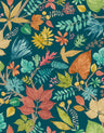 Lush Leaves Wallpaper - Ohpopsi - Teal and Corn