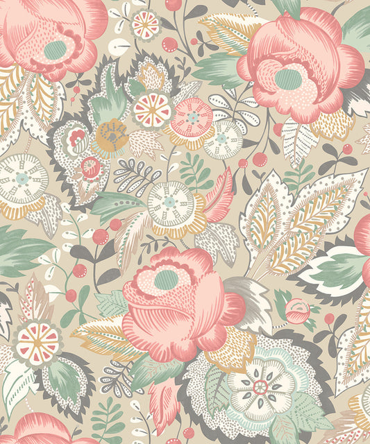 Emily Rose Wallpaper - Soft Flamingo