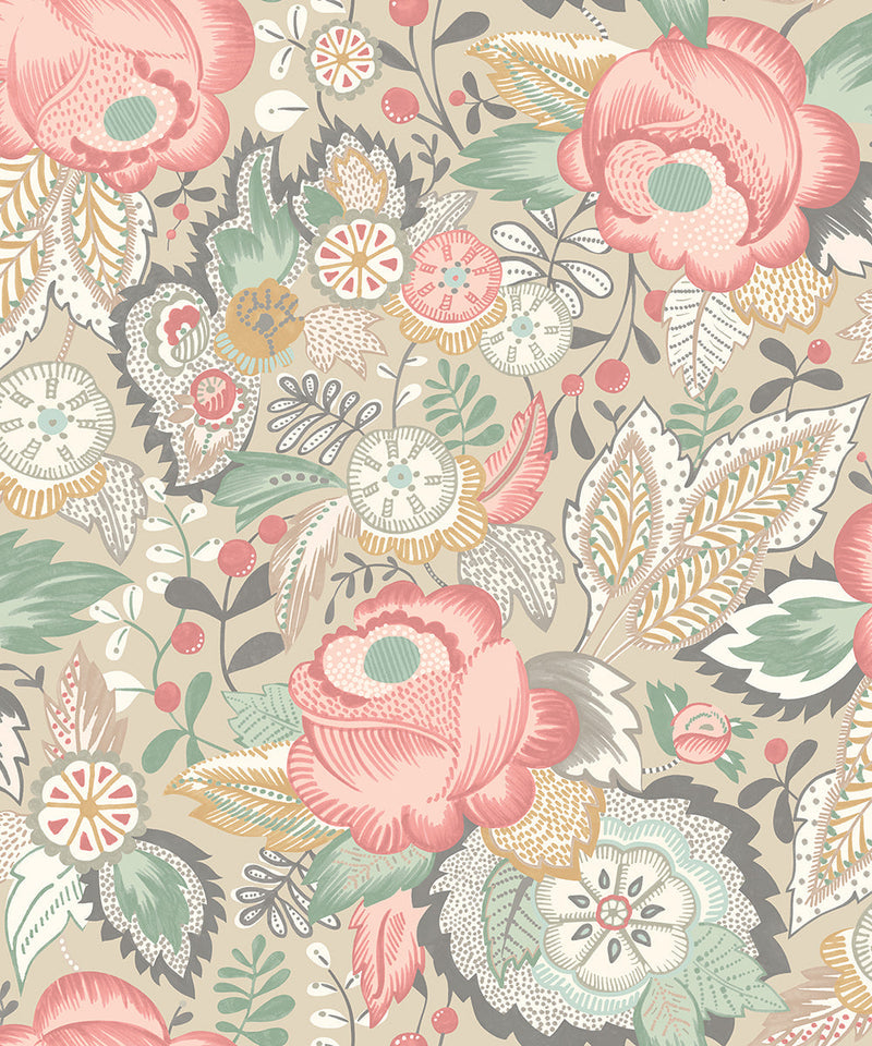 Emily Rose Wallpaper - Soft Flamingo
