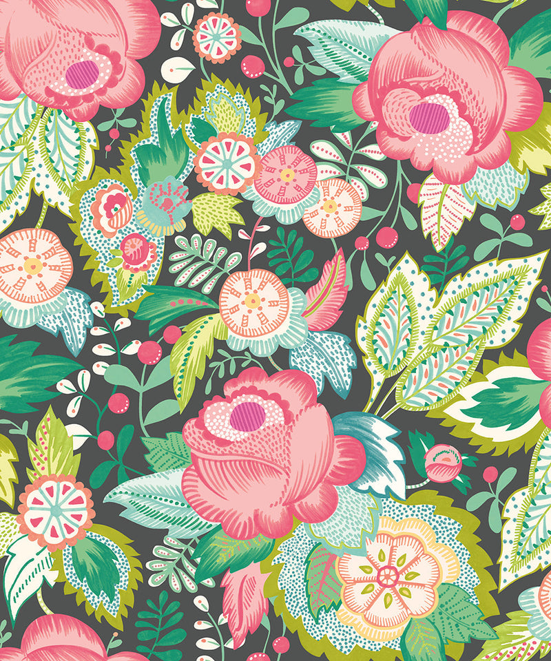 Emily Rose Wallpaper  - Ebony Citrus