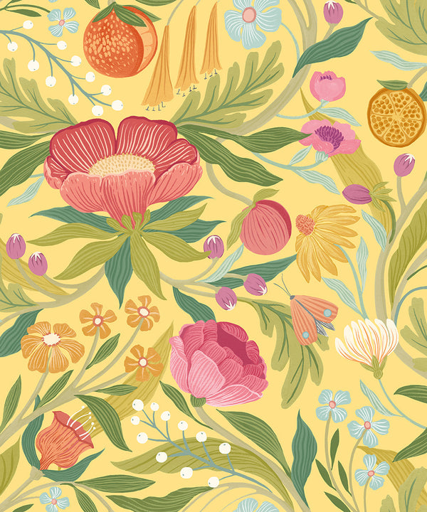Sample - Clementine Wallpaper - Marigold