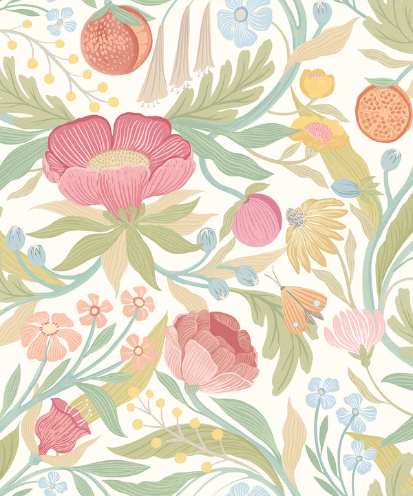 Sample - Clementine Wallpaper - Blossom & Sage