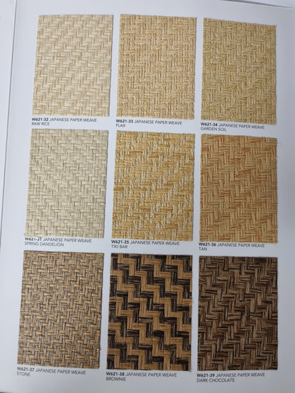 Japanese Summerhouse - Handmade Grasscloth Wallpaper - Raw Rice