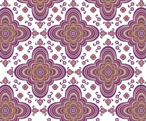 Retro Vintage Floral - Purple - Custom Sized Wallpaper Mural (per m2)