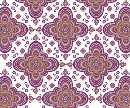 Retro Vintage Floral - Purple - Custom Sized Wallpaper Mural (per m2)