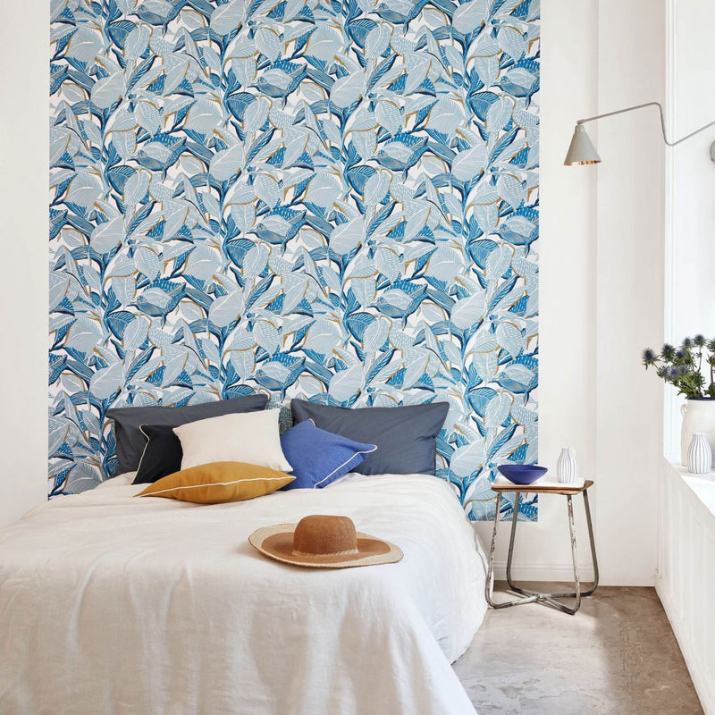 Riviera Lagoon Wallpaper - Bleu Mer