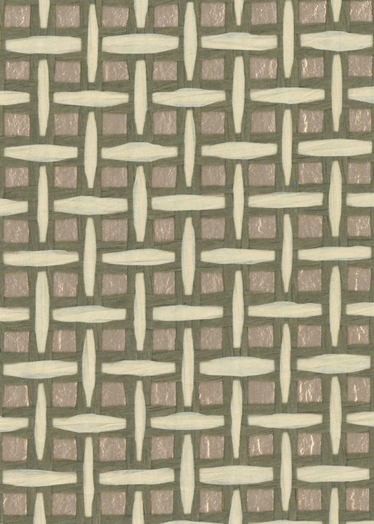 Basket Weave Grass cloth Wallpaper - Rose Gold