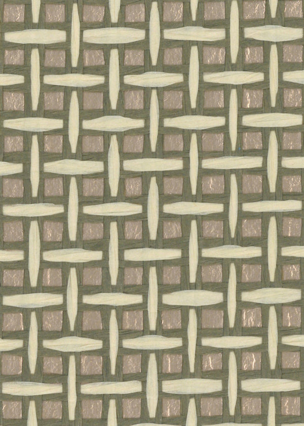 Sample - Basket Weave Grass cloth Wallpaper - Rose Gold