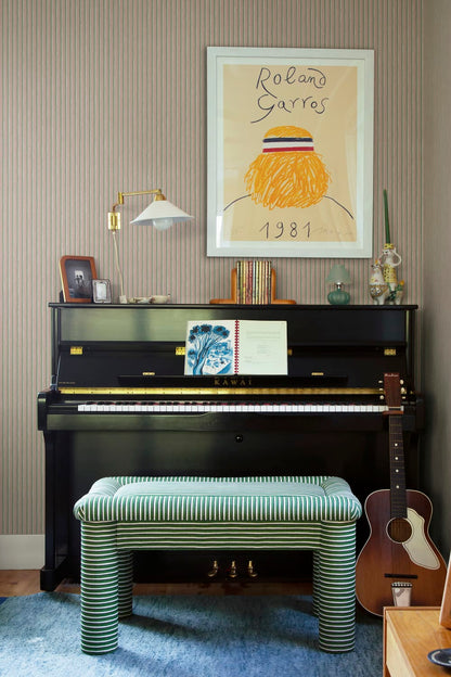 Brita Stripe Wallpaper - Pink in a styled room