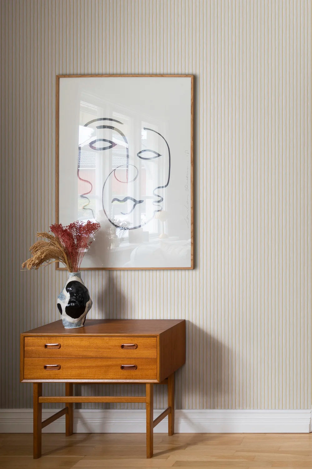 Brita Stripe Wallpaper - Sunflower in a styled room