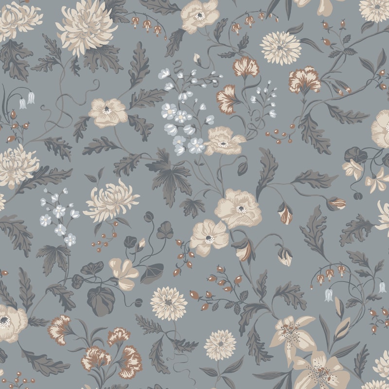 Sample - Till Karin Wallpaper - Sandberg - Folklore Blue