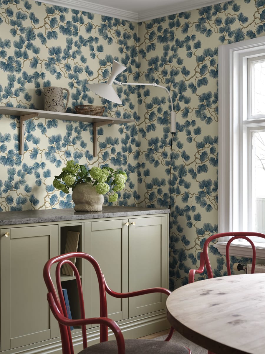 Sample - Pine Wallpaper - Blue