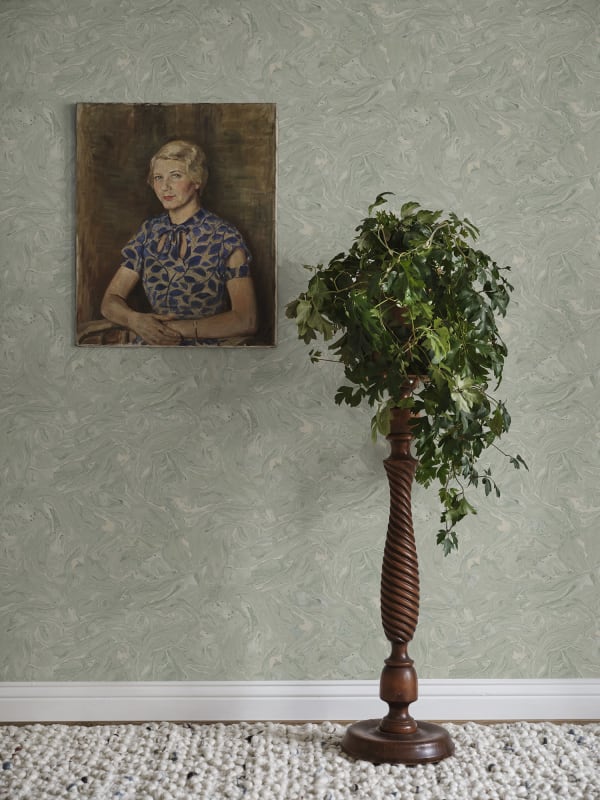 Sample - Marion Marble Wallpaper - Sage Green