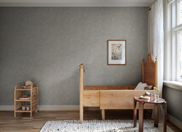 Sample - Marion Marble Wallpaper - Misty Blue