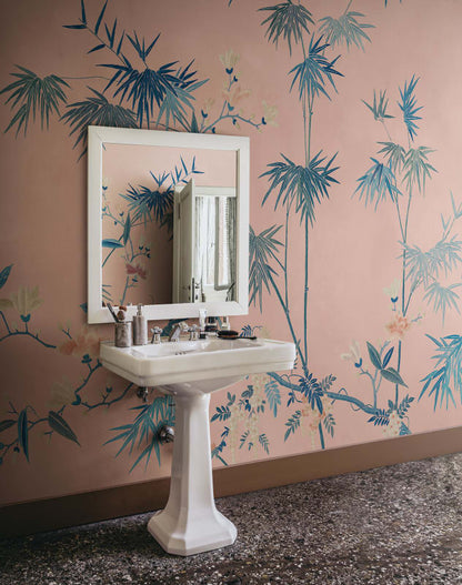 Bamboo Grove - Custom Sized Wallpaper Mural (per m2) - Pink