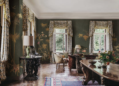 Bamboo Grove - Sandberg - Custom Sized Wallpaper Mural (per m2) - Dark Green