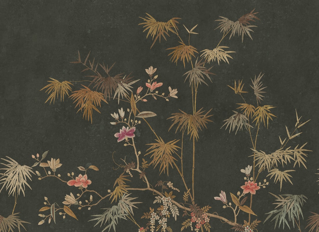 Bamboo Grove - Sandberg - Custom Sized Wallpaper Mural (per m2) - Dark Green