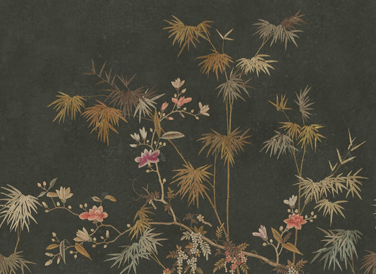 Bamboo Grove - Sandberg - Custom Sized Wallpaper Mural (per m2) - Dark Green