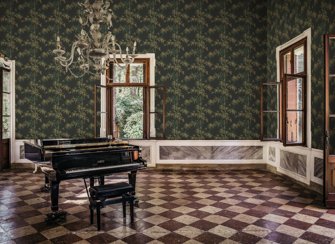 Leon Bamboo Wallpaper - Charcoal