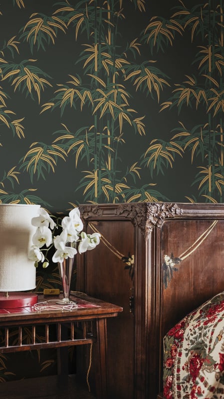 Leon Bamboo Wallpaper - Charcoal