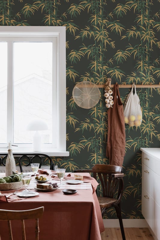 Leon Bamboo Wallpaper - Charcoal