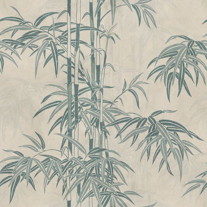Leon Bamboo - Blue - Custom Sized Wallpaper Mural (per m2)