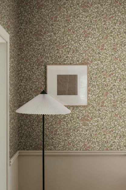 Sample - Linnea Garden Wallpaper - Burgundy