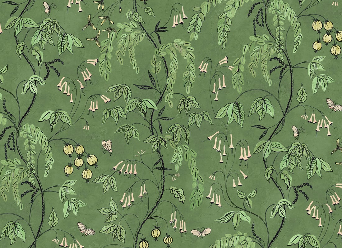 Ottilia Artistic Botanical Mural Wallpaper - Green