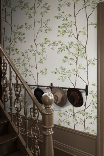 Laura mural in Green in a room setting