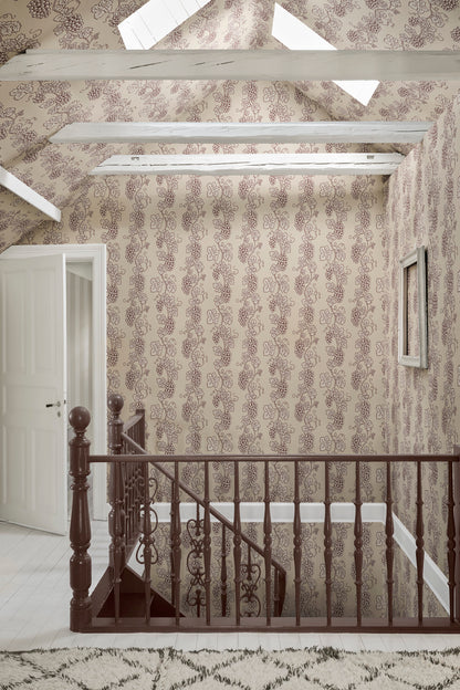 Carla wallpaper in Burgundy in a room setting