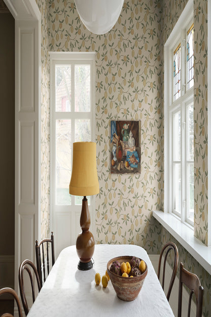 Limone wallpaper in Yellow in a room setting