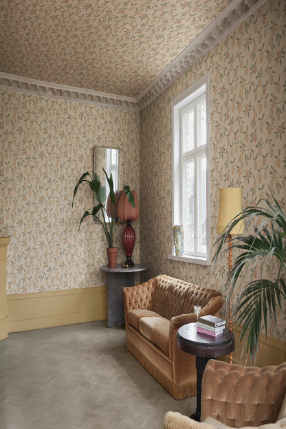 Limone wallpaper in Blush in a room setting