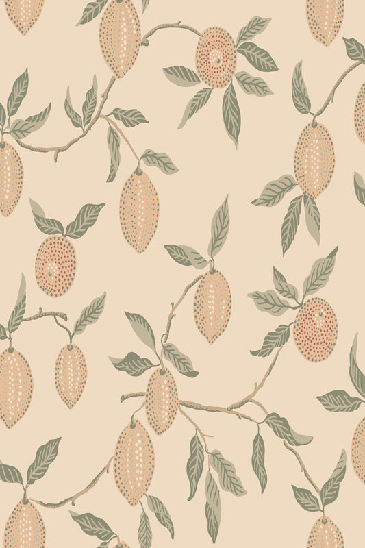 Limone wallpaper in Blush, flat pattern
