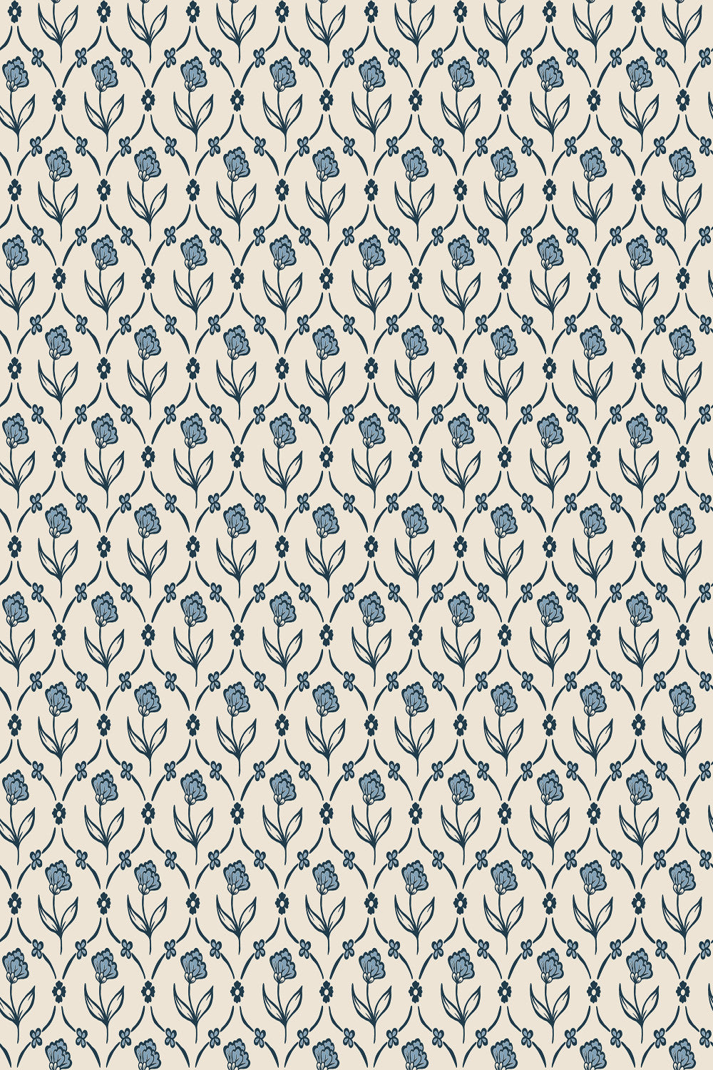 Elena wallpaper in Blue, flat pattern