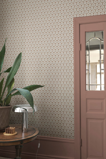 Elena wallpaper in Terracotta in a room setting