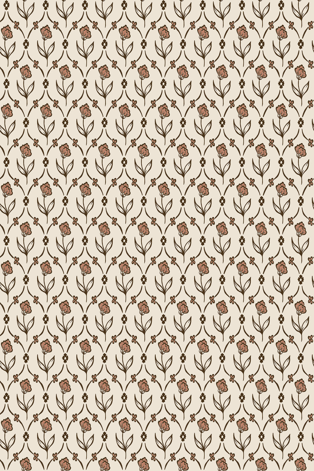 Elena wallpaper in Terracotta, flat pattern