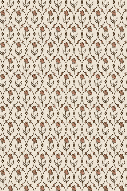 Elena wallpaper in Terracotta, flat pattern