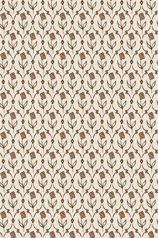 Elena wallpaper in Terracotta, flat pattern