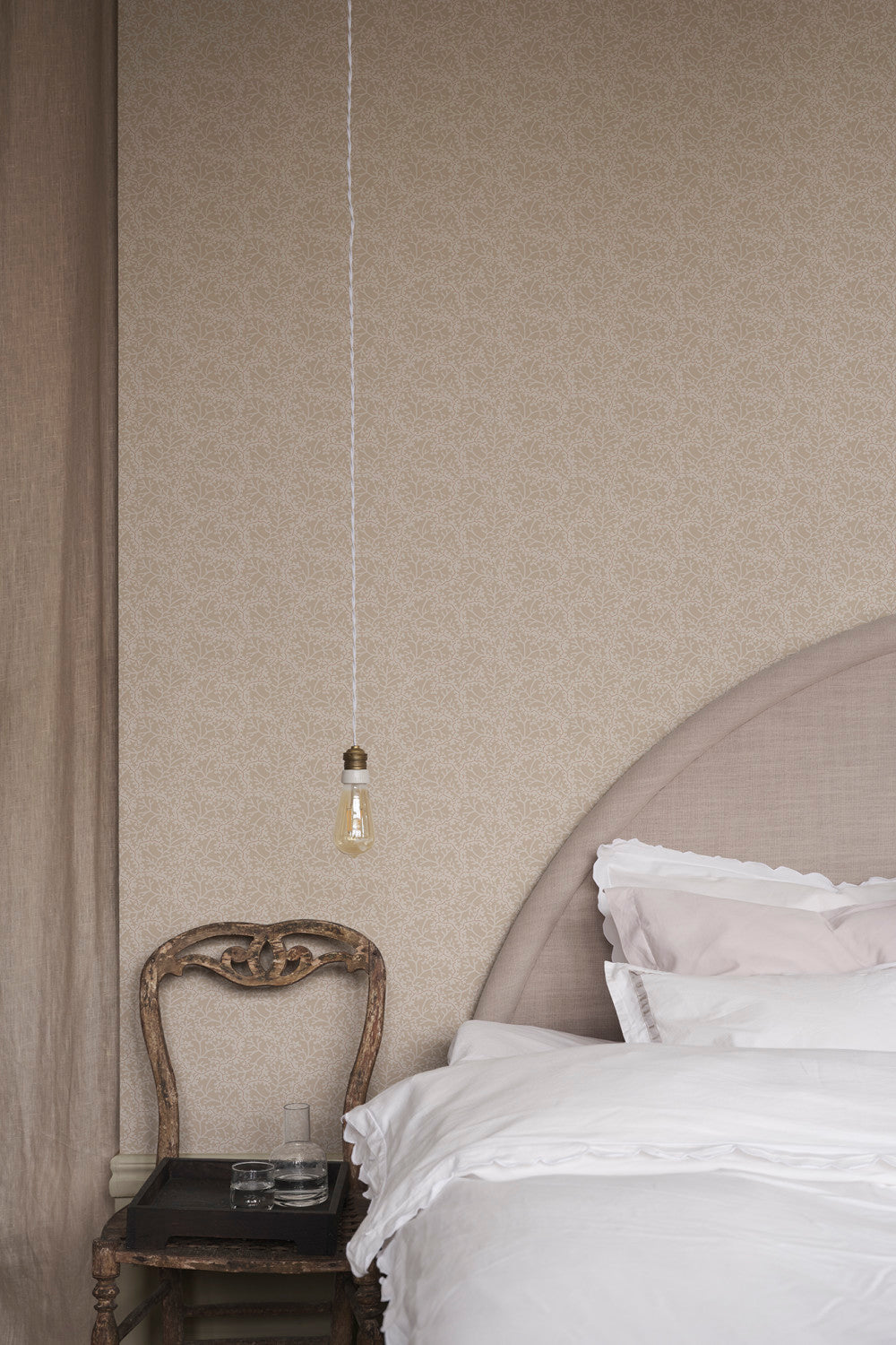 Coral wallpaper in Beige in a room setting