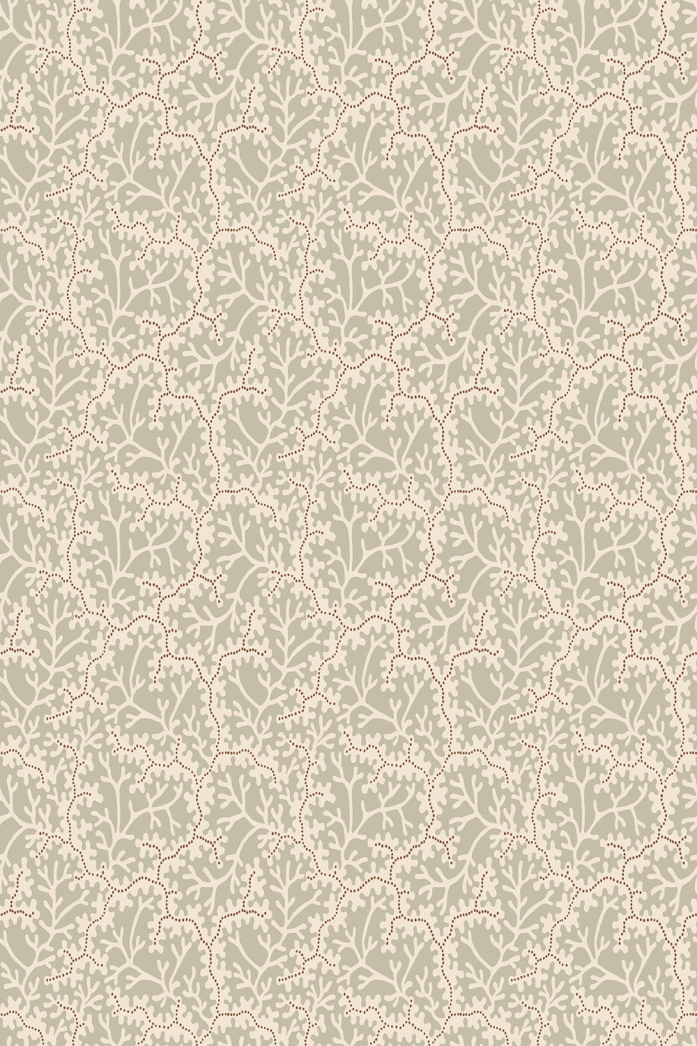 Coral wallpaper in Garden Green, flat pattern
