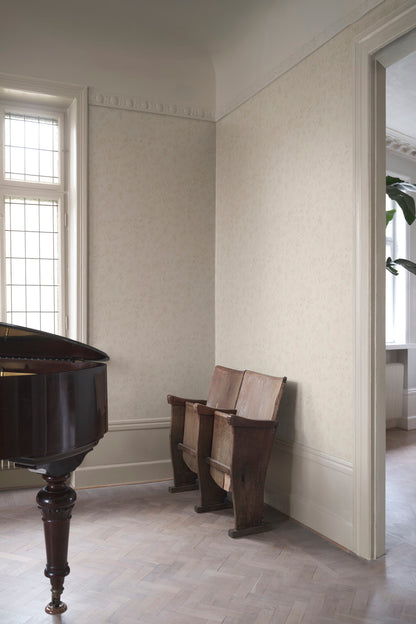 Mila wallpaper in Beige in a room setting