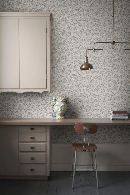 Olivia wallpaper in Light Blue in a room setting