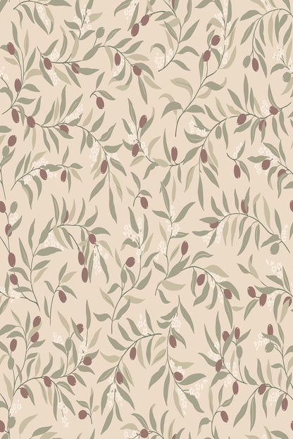 Olivia wallpaper in Burgundy, flat pattern