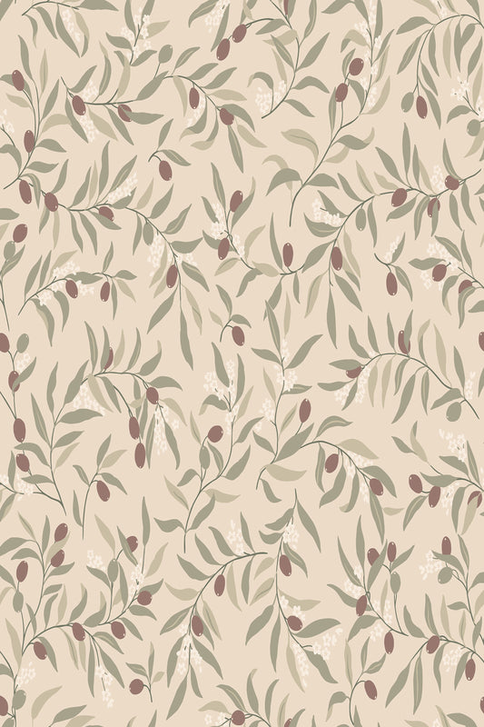 Olivia wallpaper in Burgundy, flat pattern