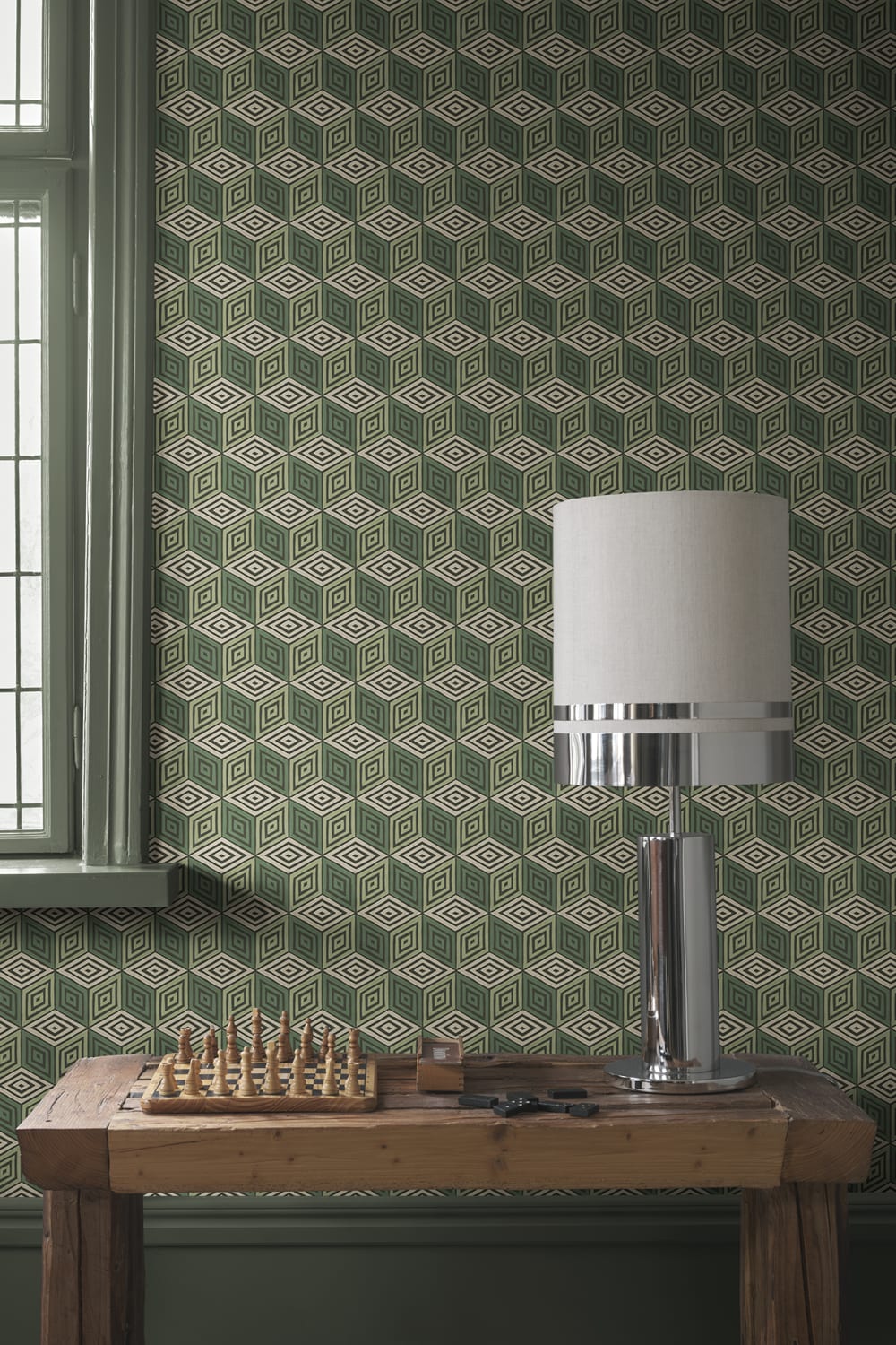 Chiara – Green – custom sized wallpaper mural (per m²)